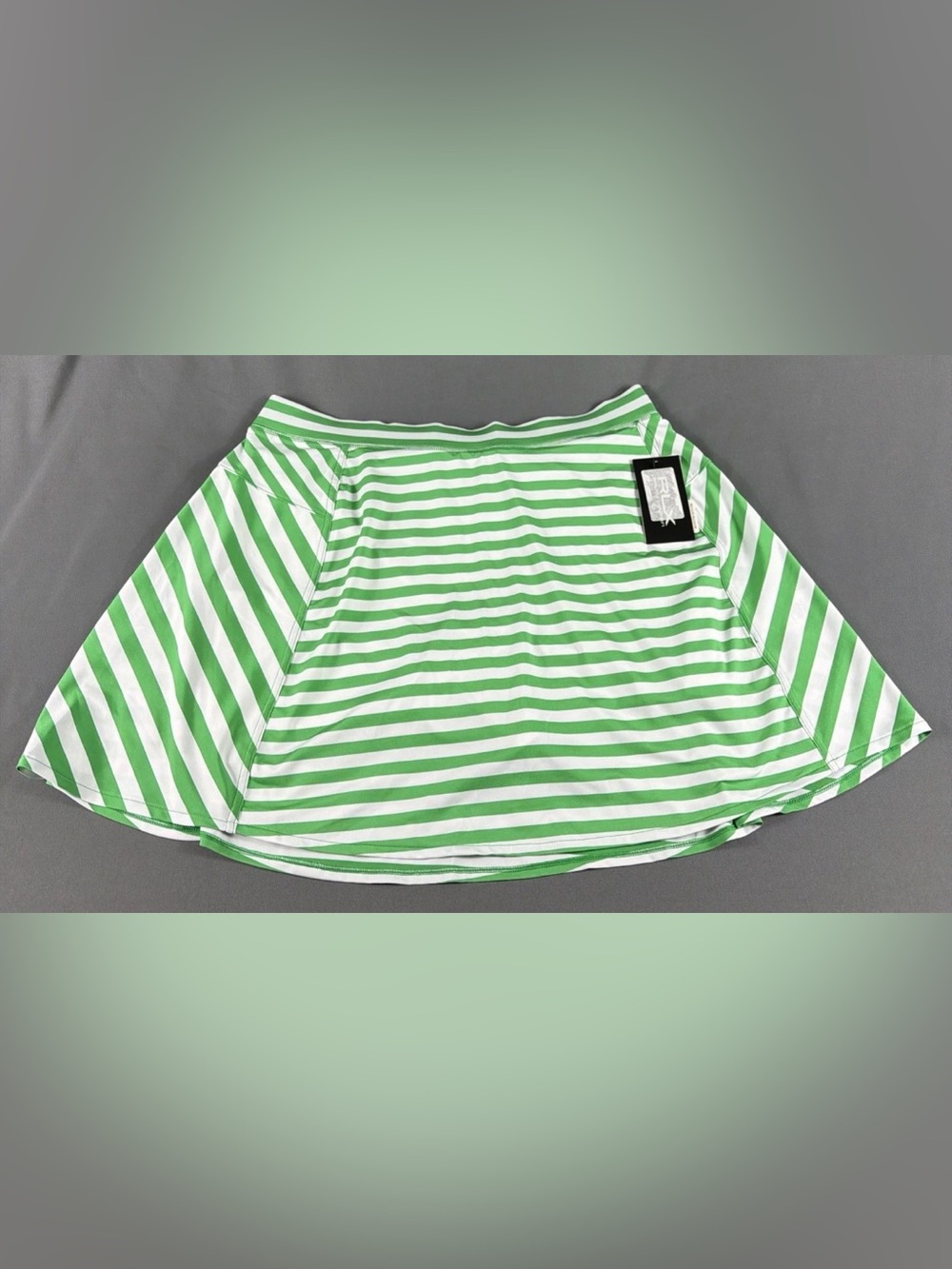 RLX Ralph Lauren Womens Golf Skort Striped Large Green White Polyester Spandex